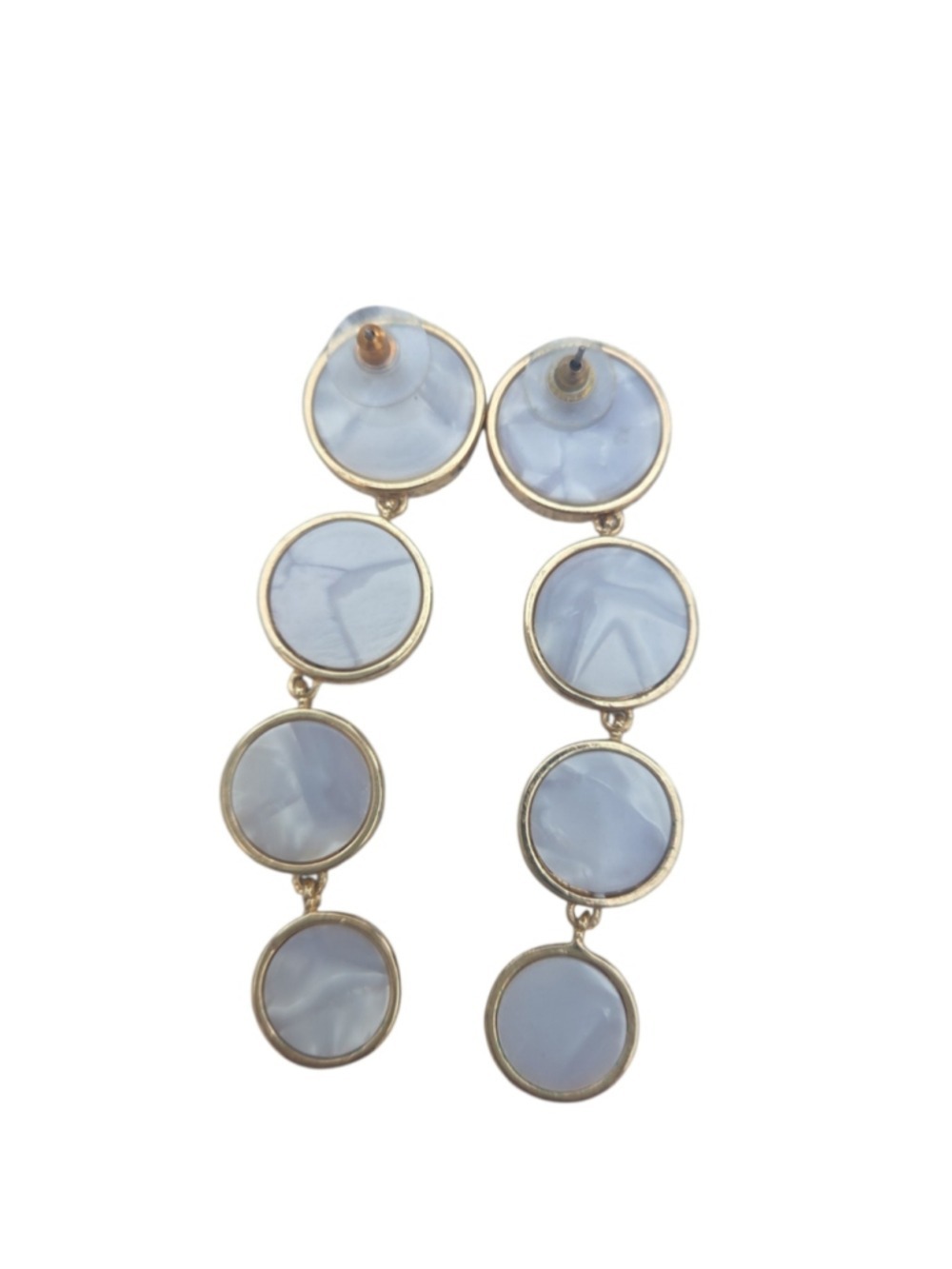 Gold-Tone White and red Beaded Drop Baseball Earrings - Picture 2 of 4